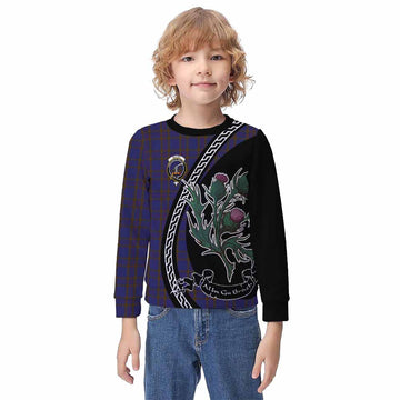Elliot Family Crest Tartan Kid Knitted Sweatshirt Alba Thistle Inspired