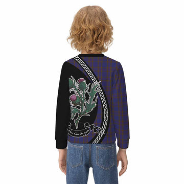 Elliot Family Crest Tartan Kid Knitted Sweatshirt Alba Thistle Inspired