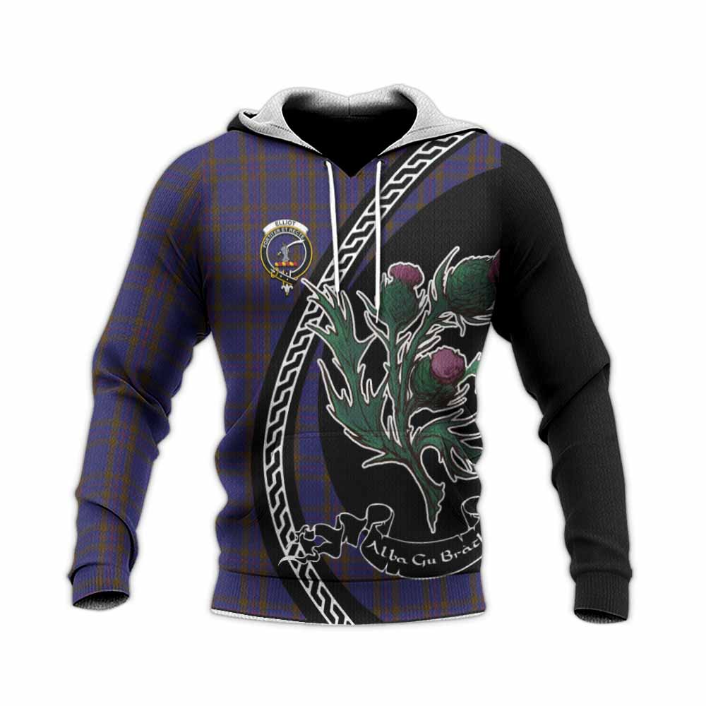 Elliot Family Crest Tartan Knitted Hoodie Alba Thistle Inspired - Tartan Vibes Clothing