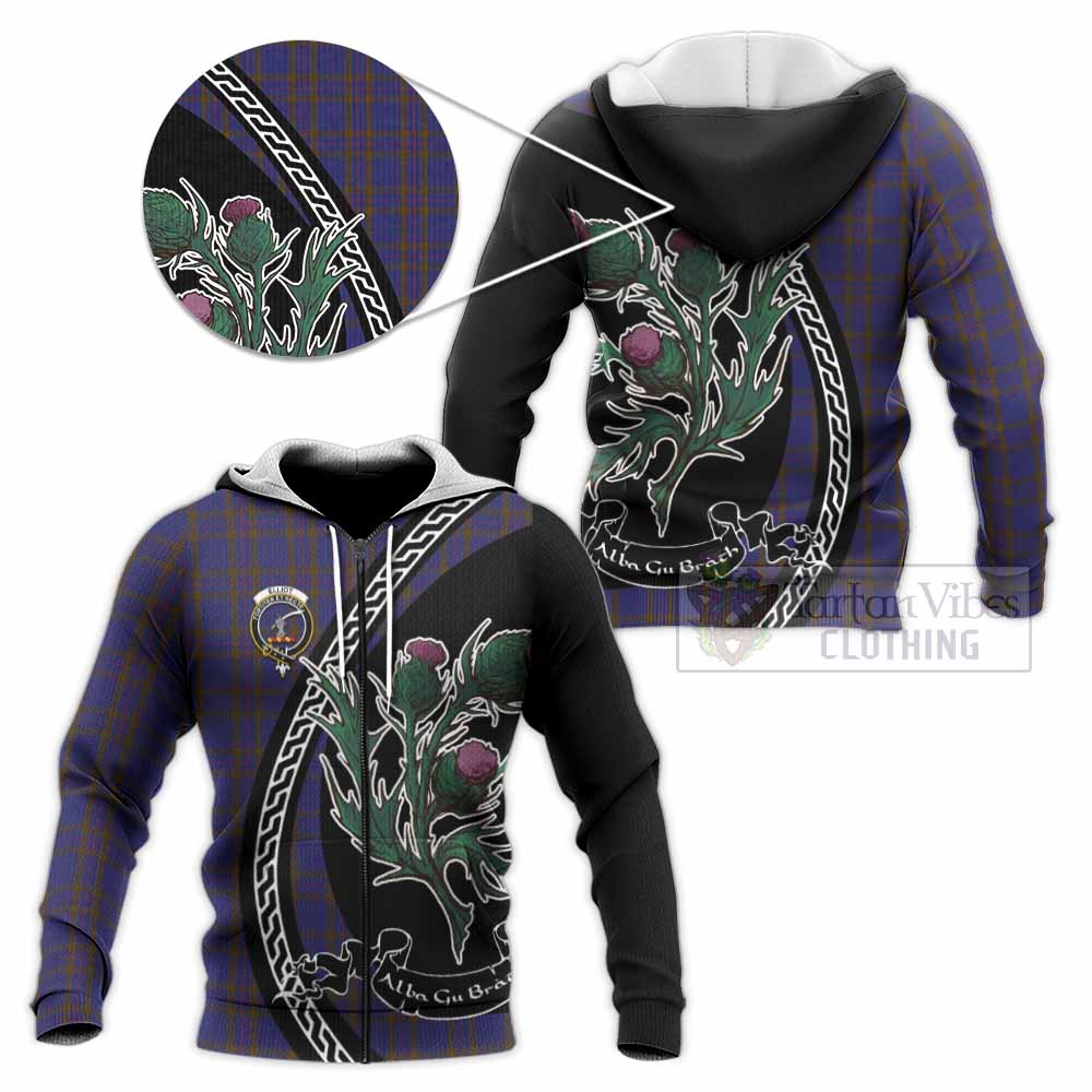 Elliot Family Crest Tartan Knitted Hoodie Alba Thistle Inspired - Tartan Vibes Clothing