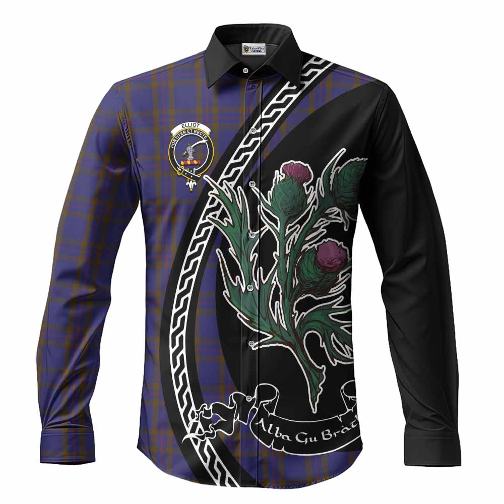 Elliot Family Crest Tartan Long Sleeve Button Shirts Alba Thistle Inspired - Tartan Vibes Clothing