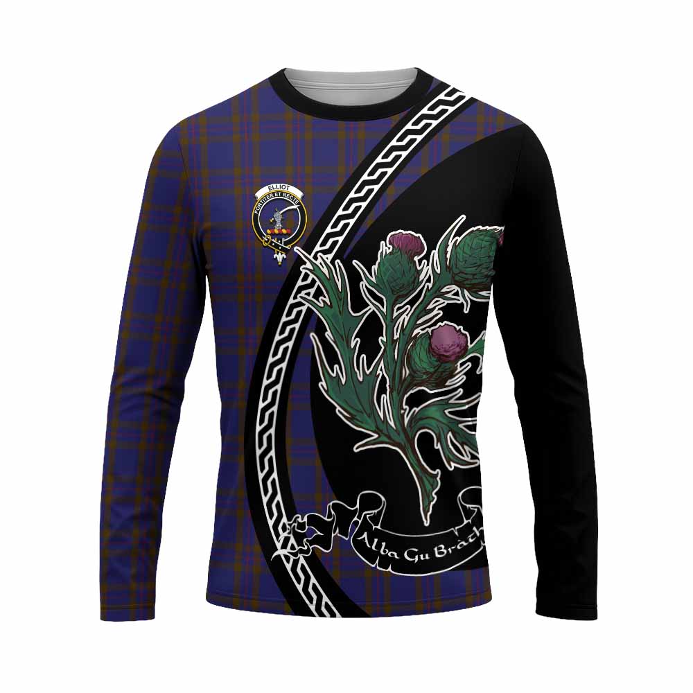 Elliot Family Crest Tartan Long Sleeve T-Shirt Alba Thistle Inspired - Tartan Vibes Clothing