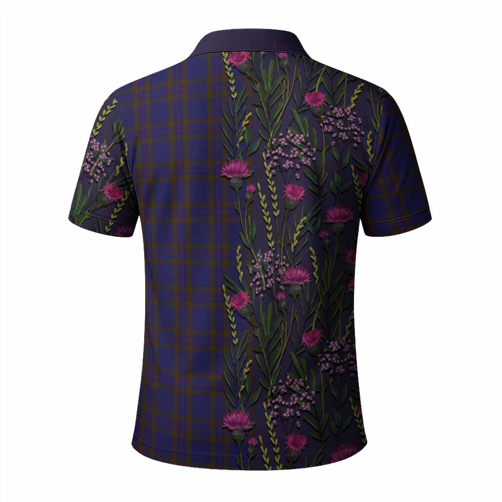 Elliot Family Crest Tartan Polo Shirt Scottish Thistle Flower Pattern Half Style - Tartan Vibes Clothing