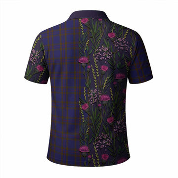 Elliot Family Crest Tartan Polo Shirt Scottish Thistle Flower Pattern Half Style