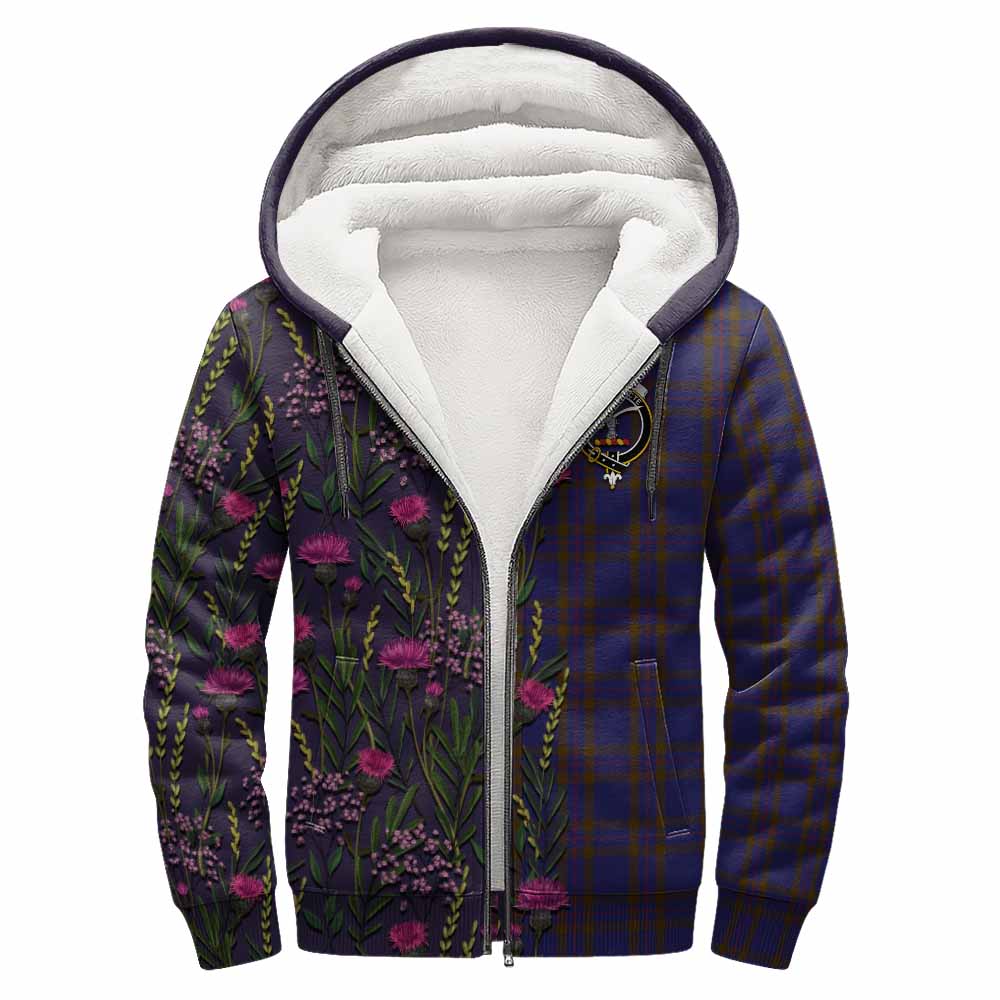 Elliot Family Crest Tartan Sherpa Hoodie Scottish Thistle Flower Pattern Half Style - Tartan Vibes Clothing