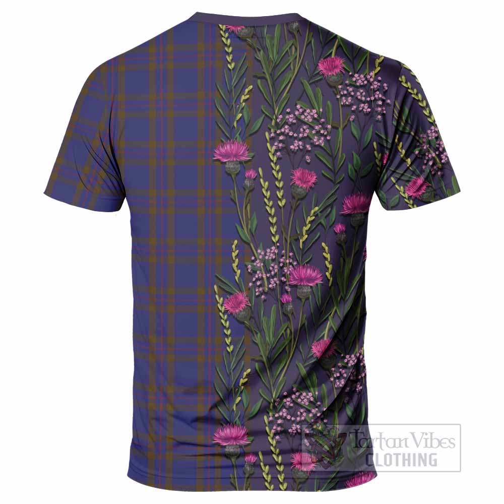 Elliot Family Crest Tartan T-Shirt Scottish Thistle Flower Pattern Half Style - Tartan Vibes Clothing