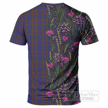 Elliot Family Crest Tartan T-Shirt Scottish Thistle Flower Pattern Half Style - Tartan Vibes Clothing
