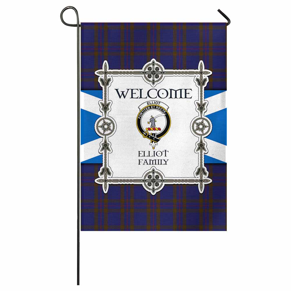 Elliot Family Crest Tartan Welcome Garden Flag Saltire Harmony Style - Tartan Vibes Clothing
