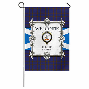 Elliot Family Crest Tartan Welcome Garden Flag Saltire Harmony Style
