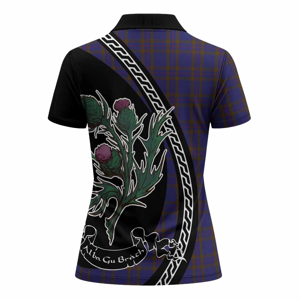 Elliot Family Crest Tartan Women Polo Shirt Alba Thistle Inspired - Tartan Vibes Clothing