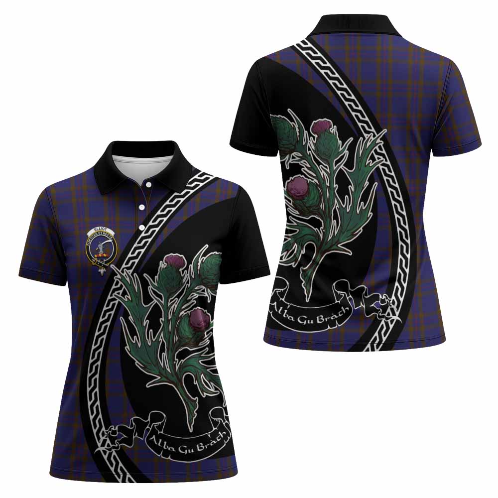 Elliot Family Crest Tartan Women Polo Shirt Alba Thistle Inspired - Tartan Vibes Clothing