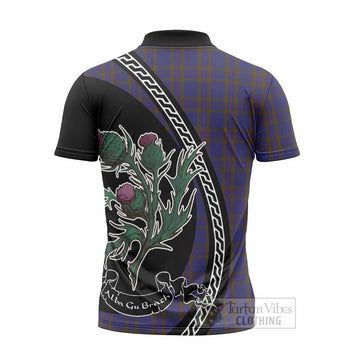 Elliot Family Crest Tartan Zipper Polo Shirt Alba Thistle Inspired