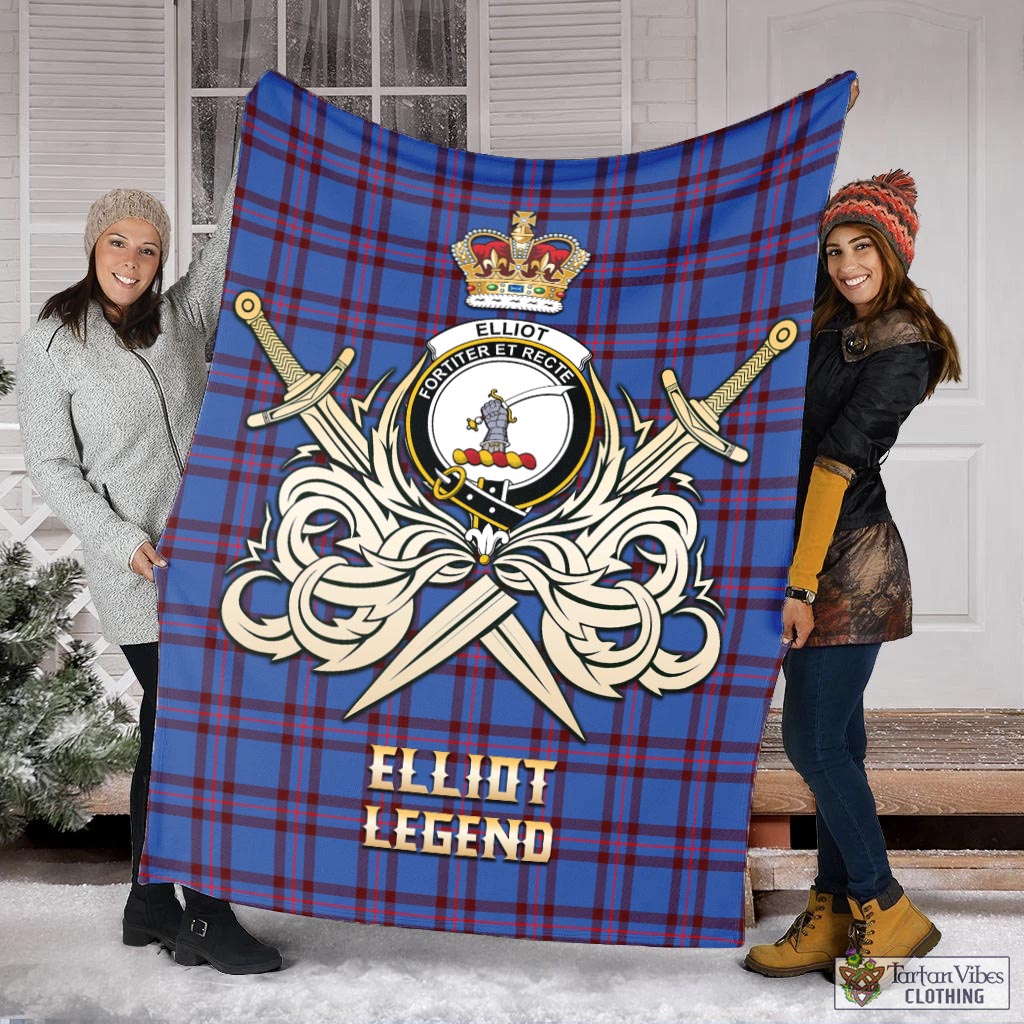 Tartan Vibes Clothing Elliot Modern Tartan Blanket with Clan Crest and the Golden Sword of Courageous Legacy