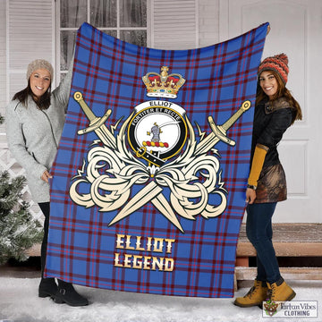 Elliot Modern Tartan Blanket with Clan Crest and the Golden Sword of Courageous Legacy
