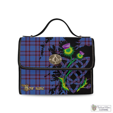 Elliot Modern Tartan Waterproof Canvas Bag with Scotland Map and Thistle Celtic Accents