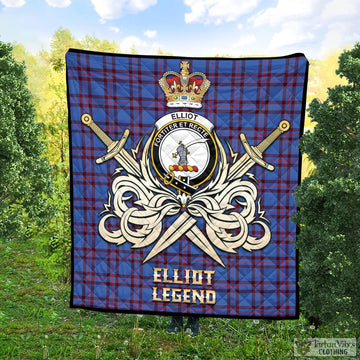 Elliot Modern Tartan Quilt with Clan Crest and the Golden Sword of Courageous Legacy