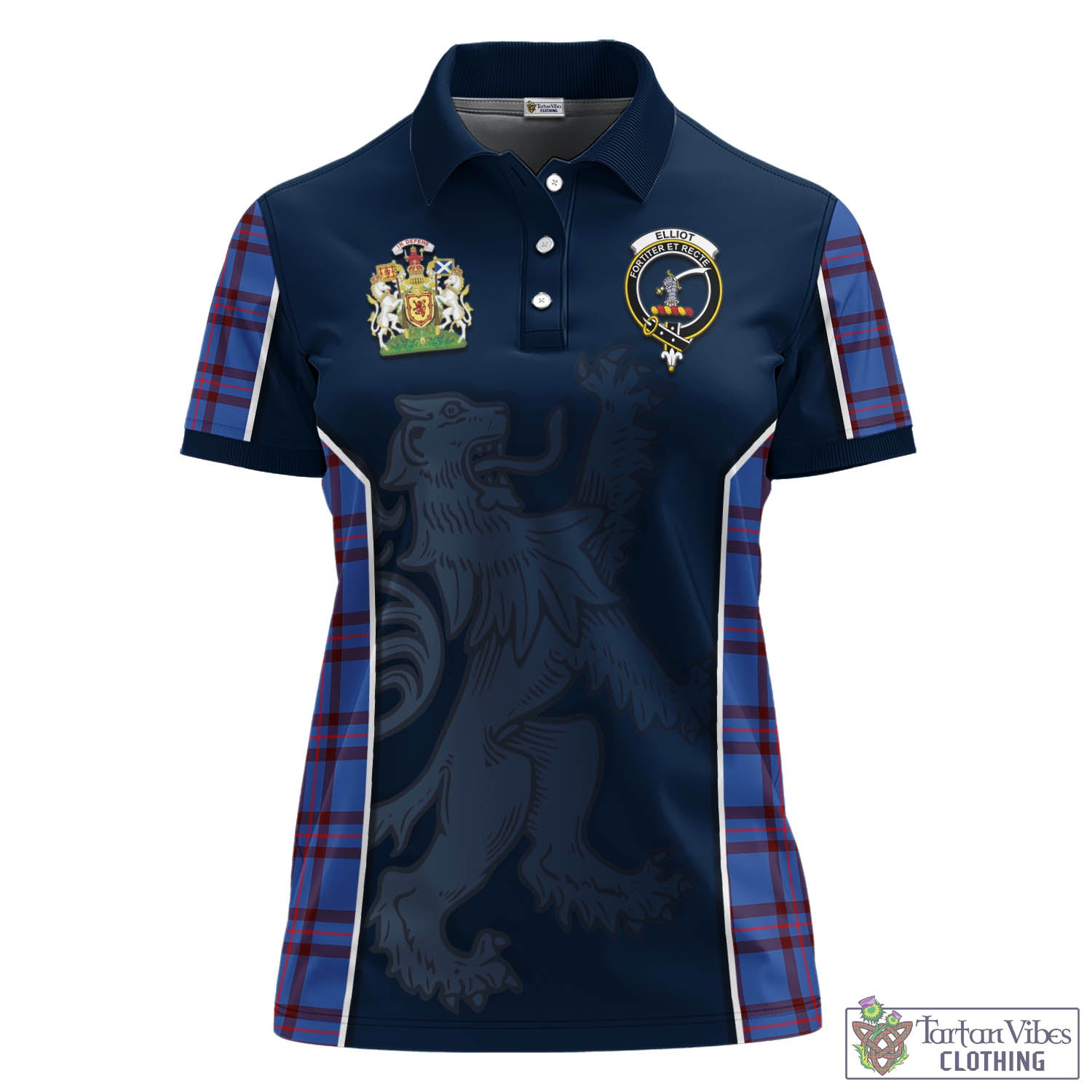 Tartan Vibes Clothing Elliot Modern Tartan Women's Polo Shirt with Family Crest and Lion Rampant Vibes Sport Style