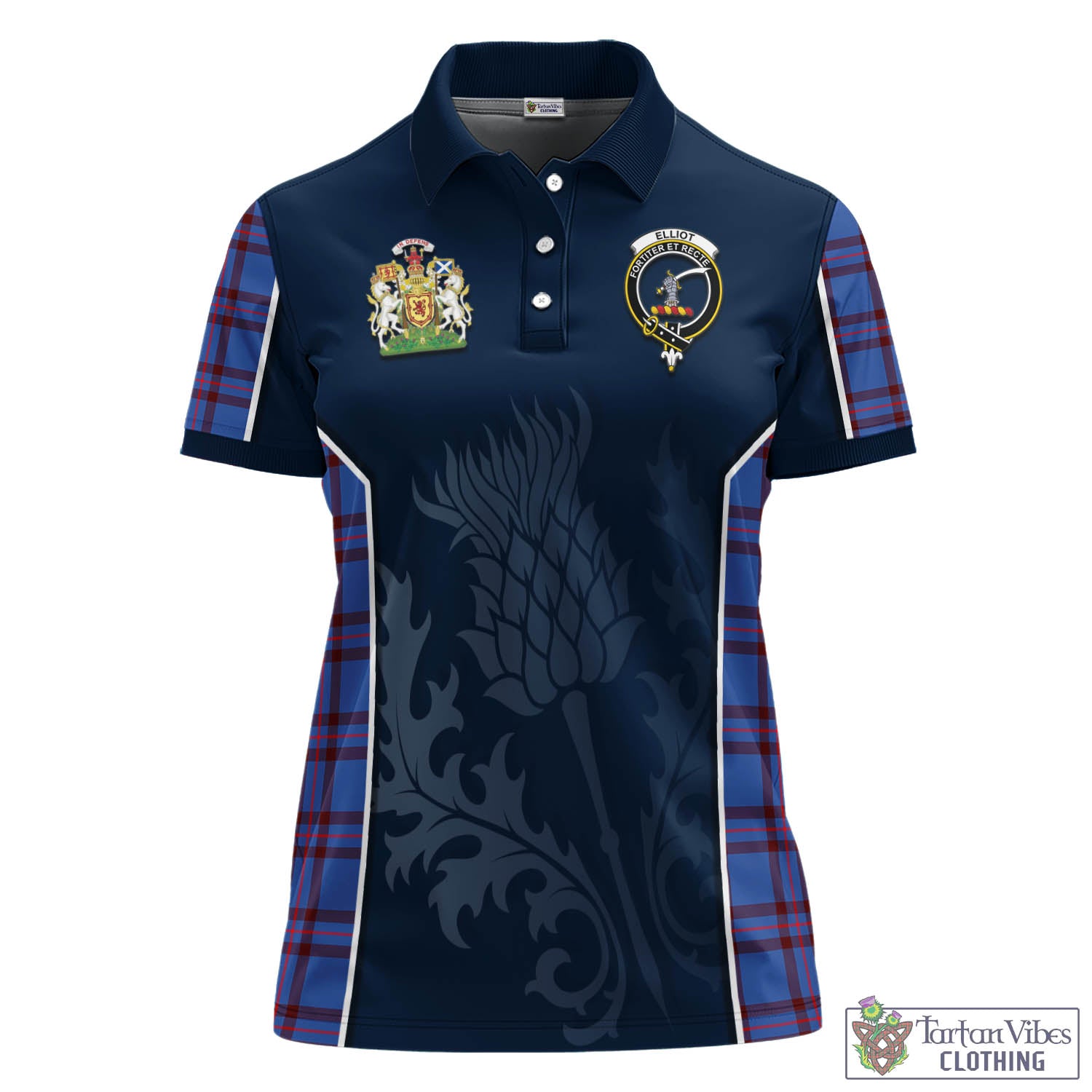 Tartan Vibes Clothing Elliot Modern Tartan Women's Polo Shirt with Family Crest and Scottish Thistle Vibes Sport Style