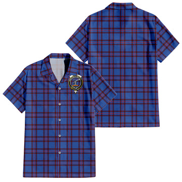 Elliot Modern Tartan Short Sleeve Button Down Shirt with Family Crest