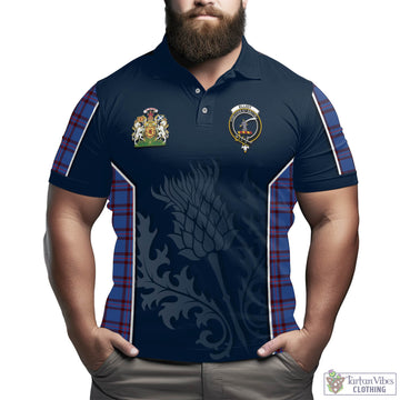 Elliot Modern Tartan Men's Polo Shirt with Family Crest and Scottish Thistle Vibes Sport Style