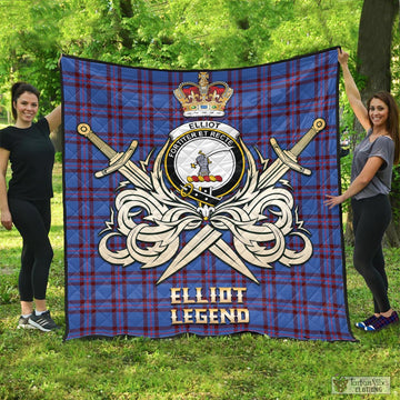 Elliot Modern Tartan Quilt with Clan Crest and the Golden Sword of Courageous Legacy