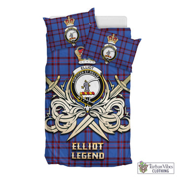 Elliot Modern Tartan Bedding Set with Clan Crest and the Golden Sword of Courageous Legacy