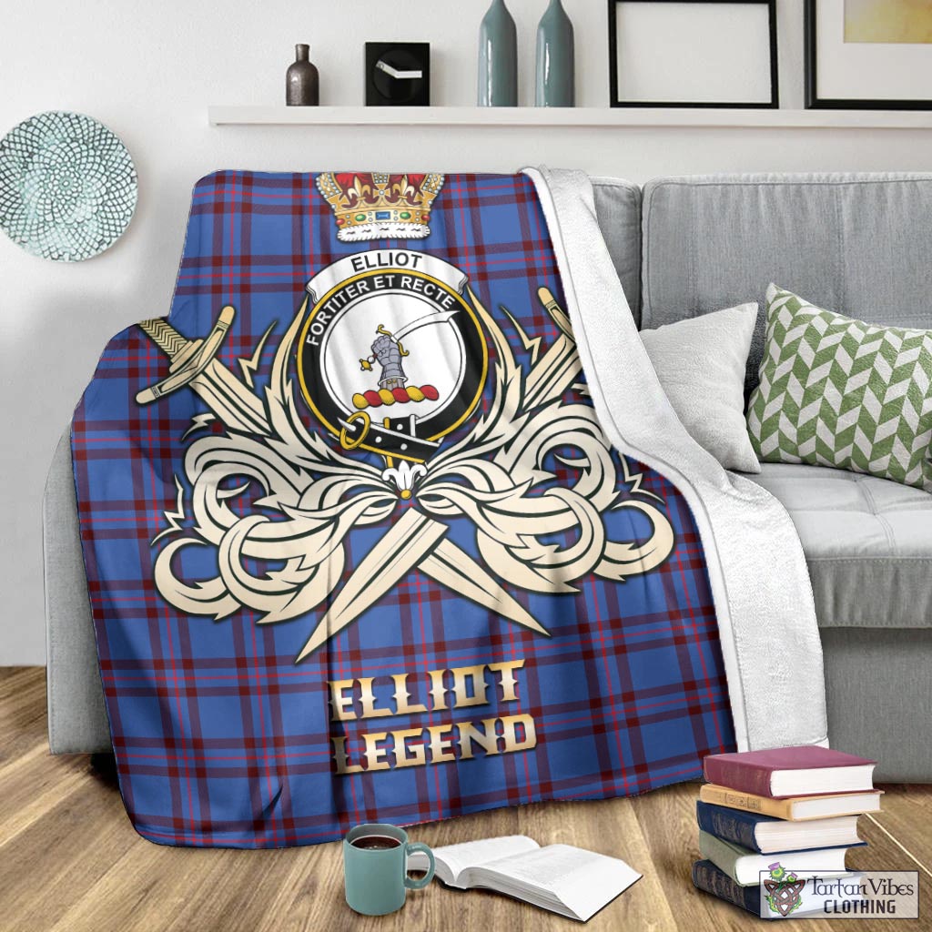 Tartan Vibes Clothing Elliot Modern Tartan Blanket with Clan Crest and the Golden Sword of Courageous Legacy