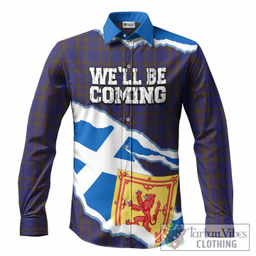 Elliot Scotland Football Tartan Long Sleeve Button Shirts We'll Be Coming