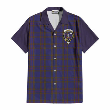 Elliot Tartan Accent Cotton Hawaiian Shirt with Family Crest