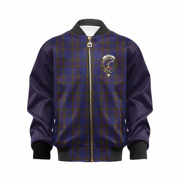 Elliot Tartan Accent Kid Bomber Jacket with Family Crest