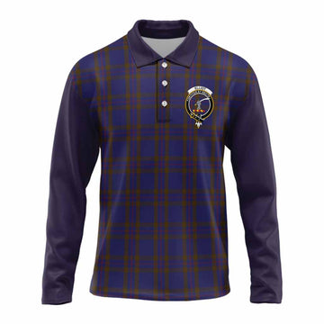 Elliot Tartan Accent Long Sleeve Polo Shirt with Family Crest