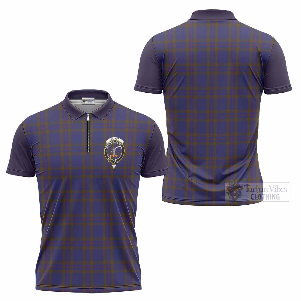 Elliot Tartan Accent Zipper Polo Shirt with Family Crest