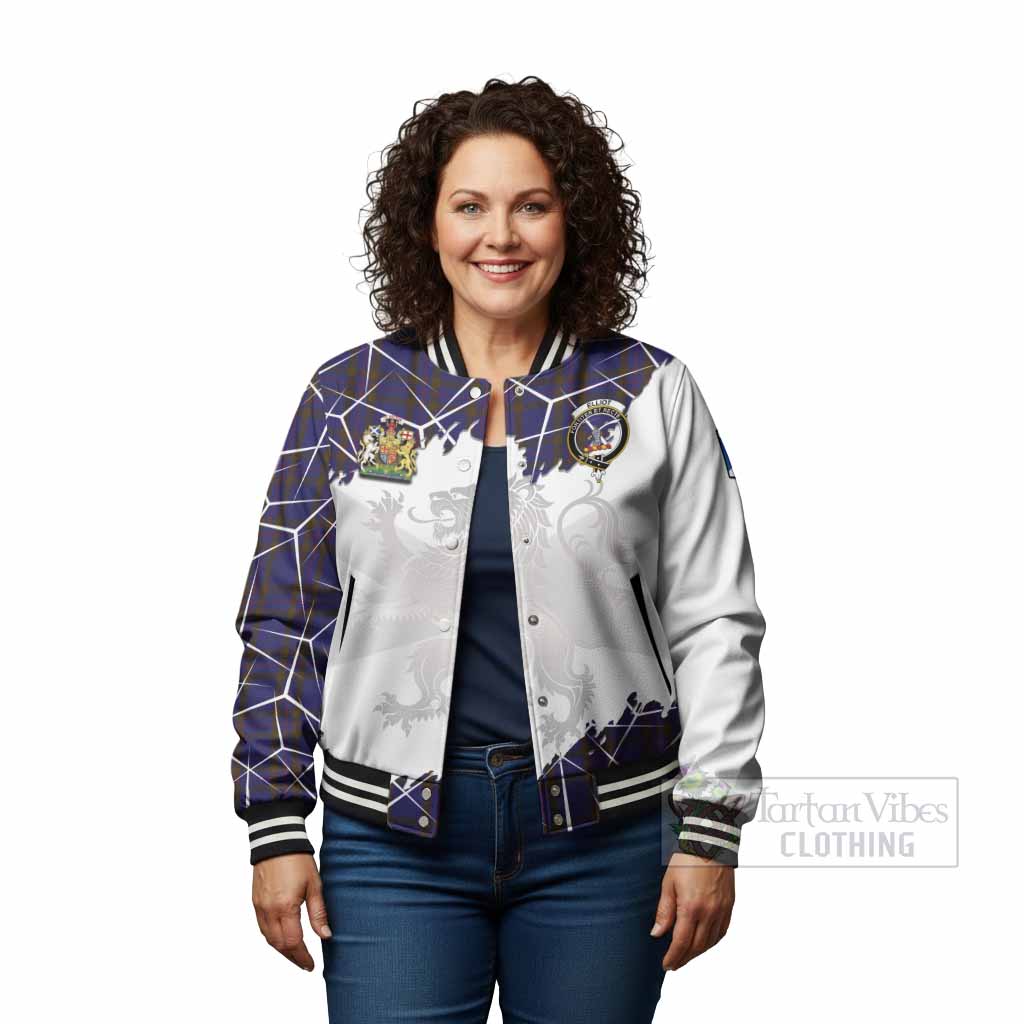 Elliot Tartan Baseball Jacket with Family Crest and Lion Rampant Grunge Style