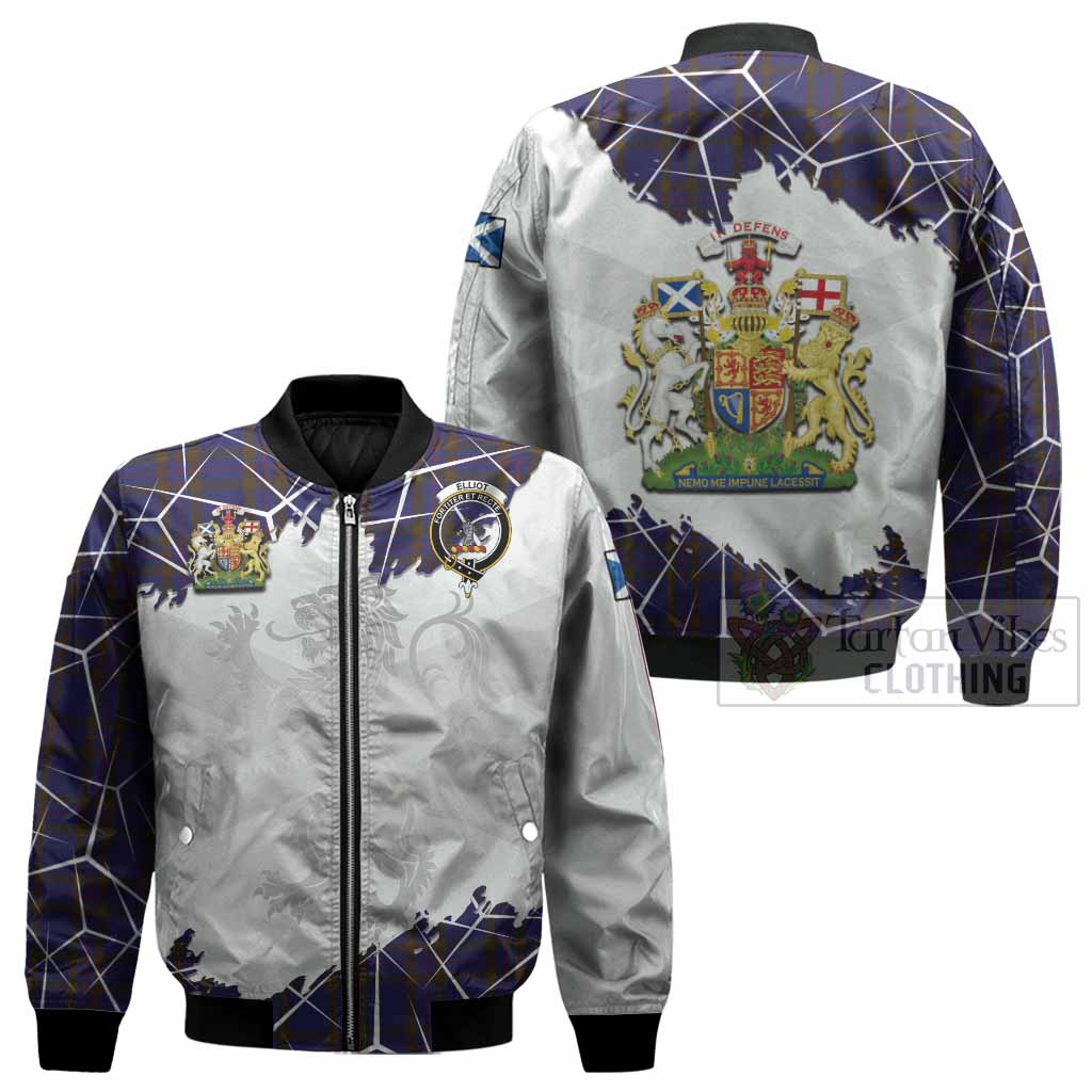 Elliot Tartan Bomber Jacket with Family Crest and Lion Rampant Grunge Style