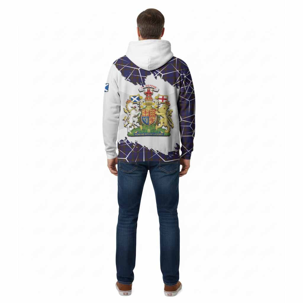 Elliot Tartan Cotton Hoodie with Family Crest and Lion Rampant Grunge Style