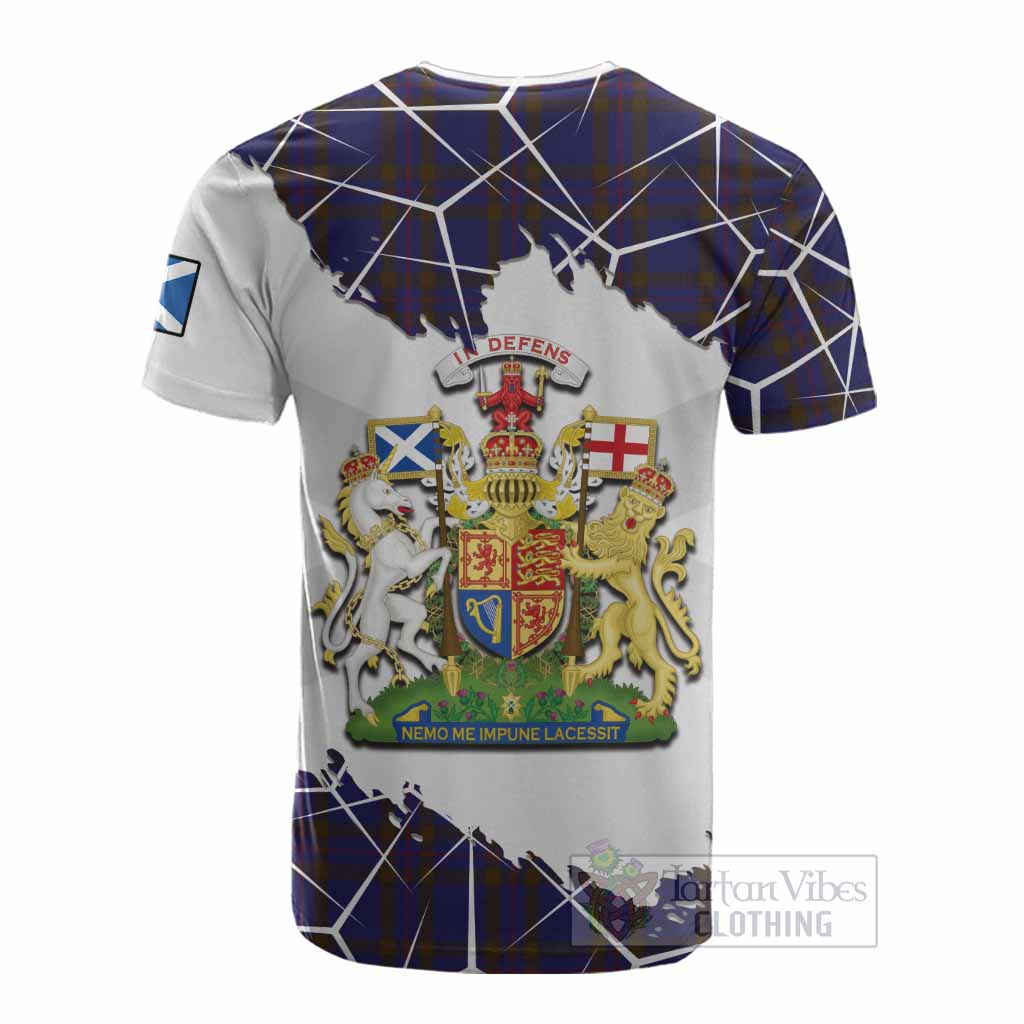 Elliot Tartan Cotton T-shirt with Family Crest and Lion Rampant Grunge Style