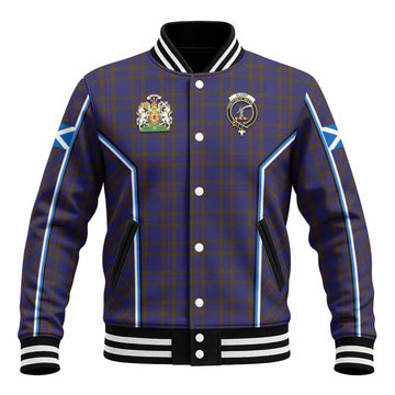 Elliot Tartan Crest Baseball Jacket Scotland Coat of Arm Flag Style