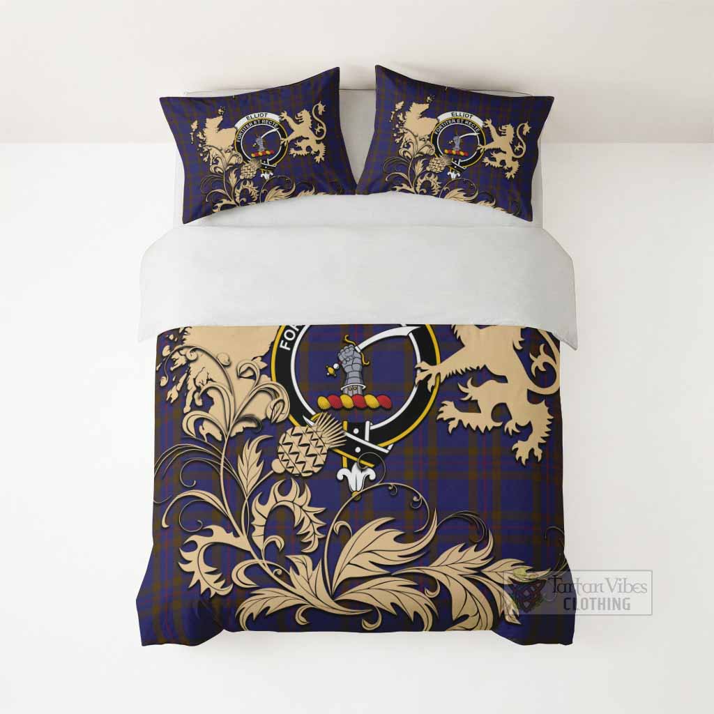 Elliot Tartan Crest Bedding Set with Scottish Iconic Symbols 