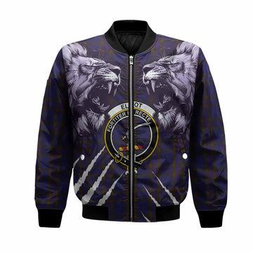 Elliot Tartan Crest Bomber Jacket Ferocious Lion Style