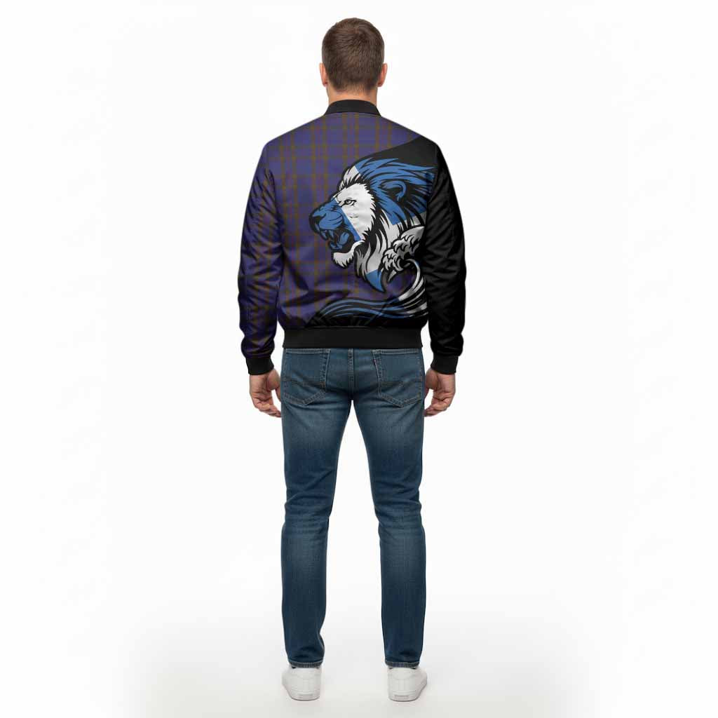 Elliot Tartan Crest Bomber Jacket Scottish Golden Lions Wave Flow