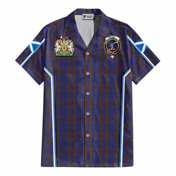 Elliot Tartan Crest Cotton Hawaiian Shirt Scotland Coat of Arm Flag Style - Tartan Vibes Clothing
