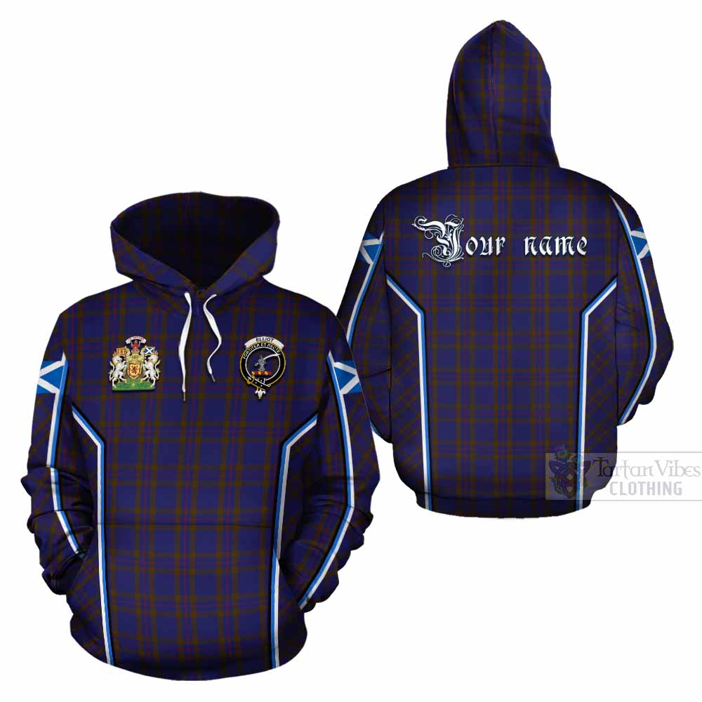 Elliot Tartan Crest Cotton Hoodie Scotland Coat of Arm Flag Style - Tartan Vibes Clothing