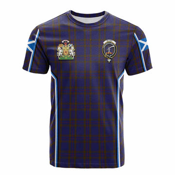 Elliot Tartan Crest Cotton T-shirt Scotland Coat of Arm Flag Style - Tartan Vibes Clothing