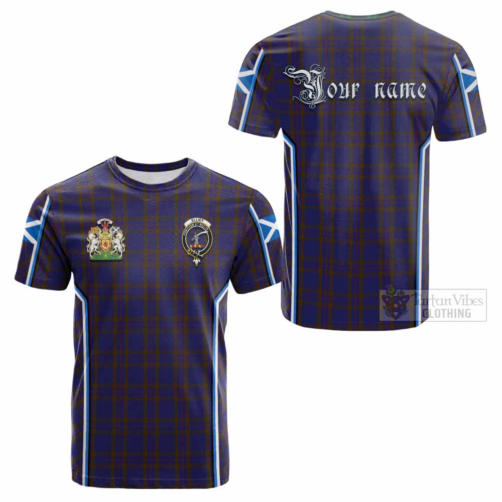 Elliot Tartan Crest Cotton T-shirt Scotland Coat of Arm Flag Style - Tartan Vibes Clothing