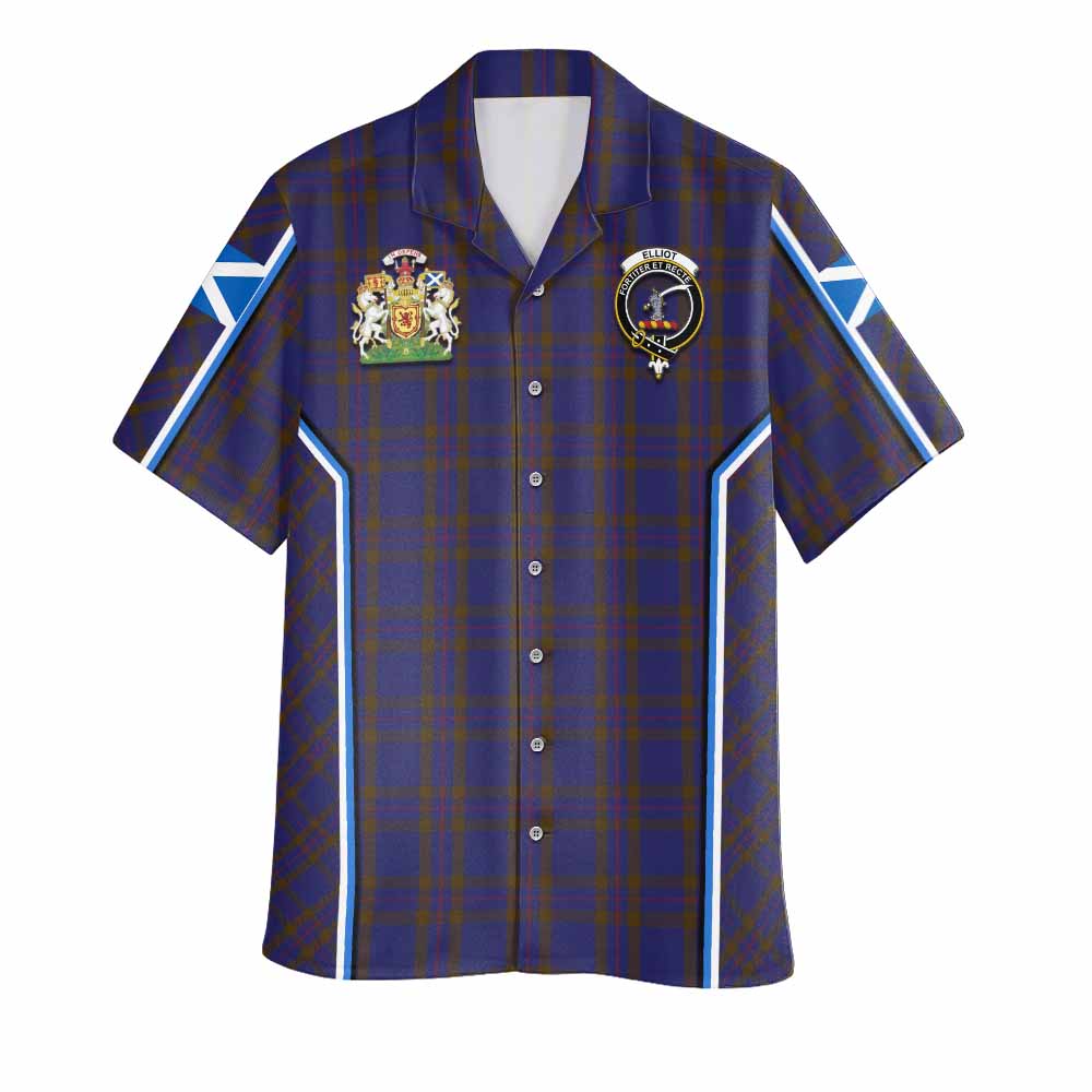 Elliot Tartan Crest Hawaiian Shirt Scotland Coat of Arm Flag Style - Tartan Vibes Clothing