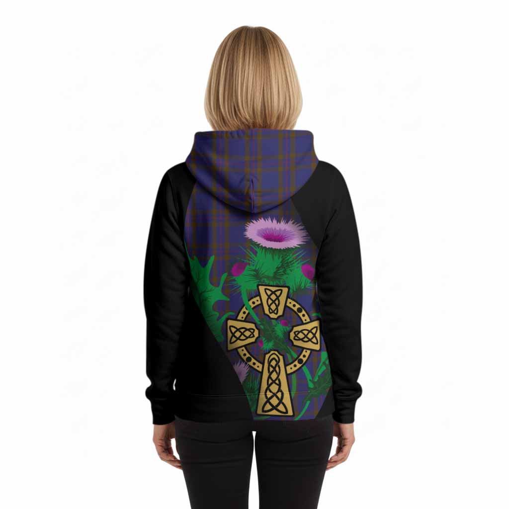 Elliot Tartan Crest Hoodie Celtic Cross Thistle Flowers