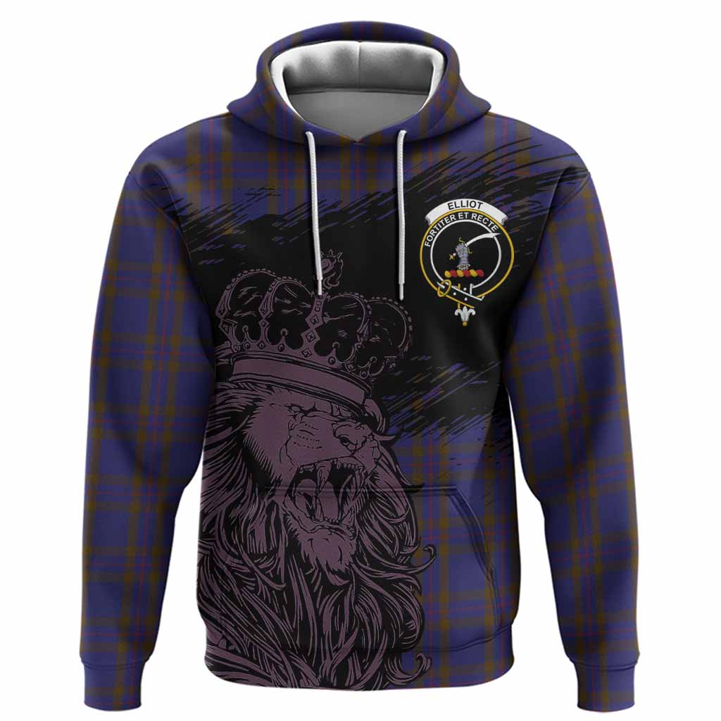 Elliot Tartan Crest Hoodie Crowned Lion Heritage Style
