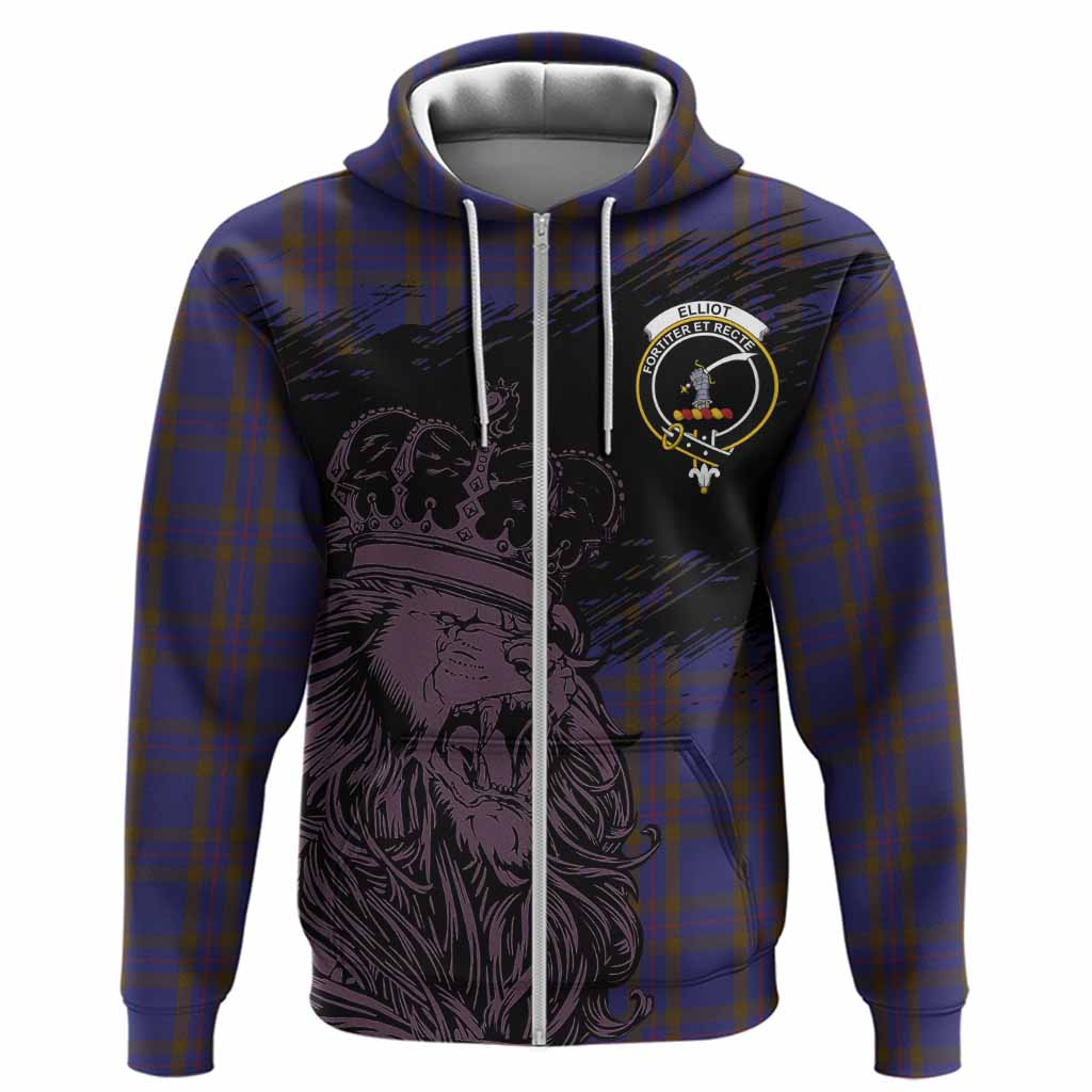 Elliot Tartan Crest Hoodie Crowned Lion Heritage Style