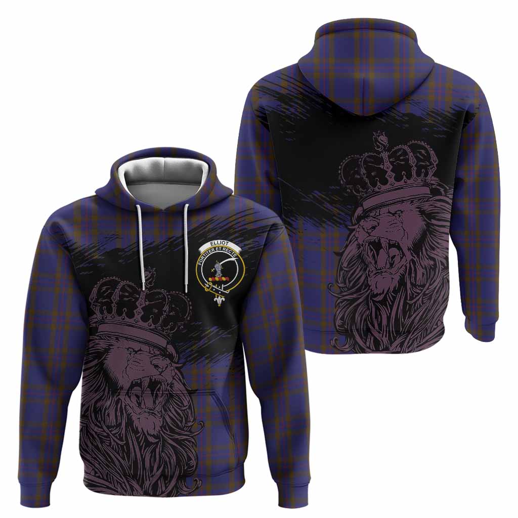 Elliot Tartan Crest Hoodie Crowned Lion Heritage Style