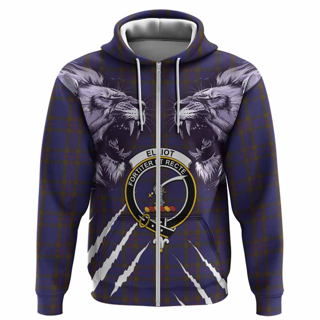 Elliot Tartan Crest Hoodie Ferocious Lion Style